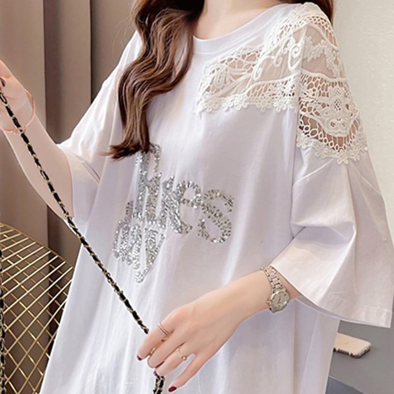清純甘くて女子力UP ラウンドネック 一目惚れ 3色選択可 Tシャツ カットソー＜S-2950＞