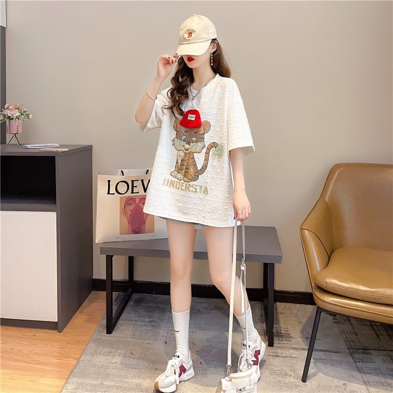 デザイン感 切り替え チャーミング プリント Tシャツ カットソー＜S-3401＞