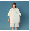 超人気  ルーズ アメリカンスタイルのカジュアルなクロップドジャケット<S-5164> 半袖Ｔシャツⅹパンツセット全2色 <S-8209>