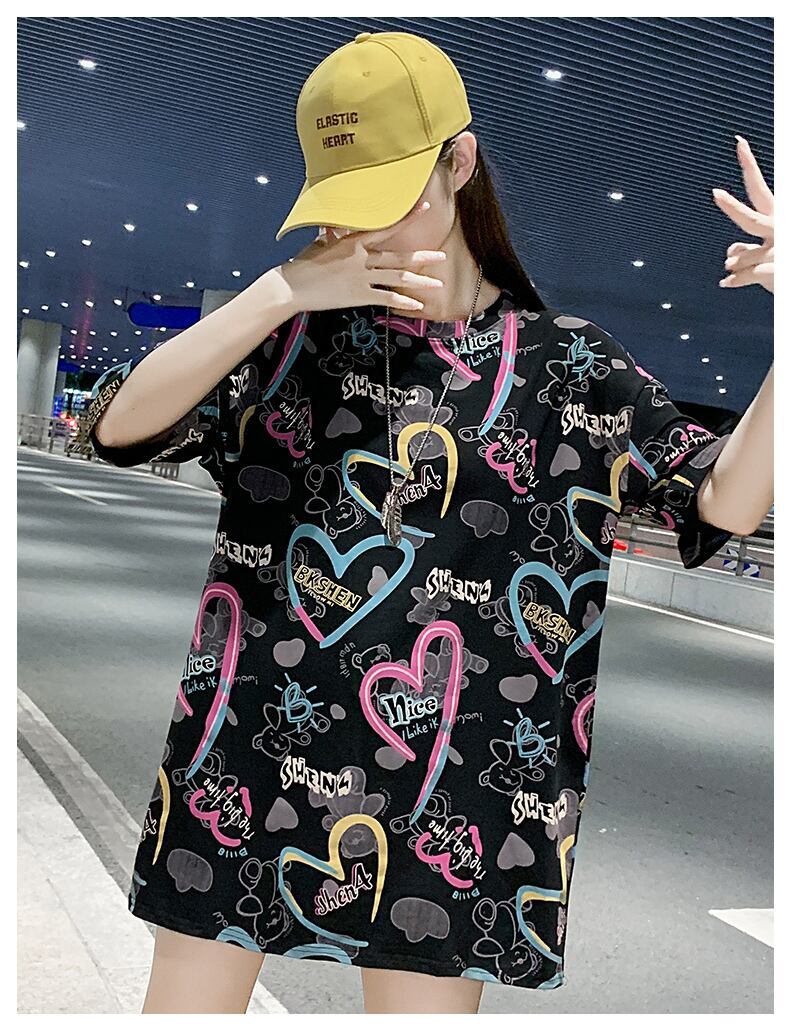 新商品 カジュアル 個性派 プリント ゆったり 半袖Tシャツ＜S-8534＞