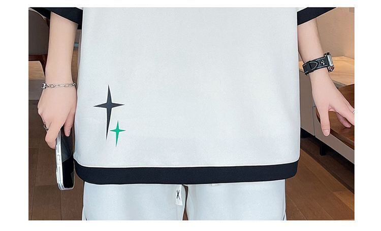 早い者勝ち カジュアル ファッション 切り替え 全3色 半袖Ｔシャツⅹパンツセット<S-8950>