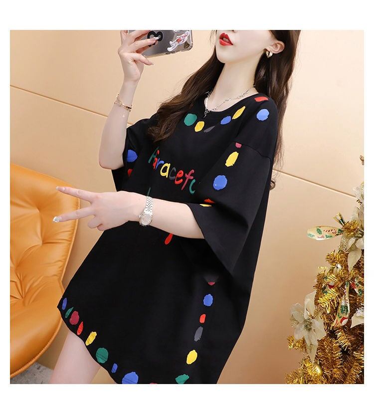 売り切れ必至 プリント ファッション 切り替え 全2色 半袖Tシャツ＜S-8623＞