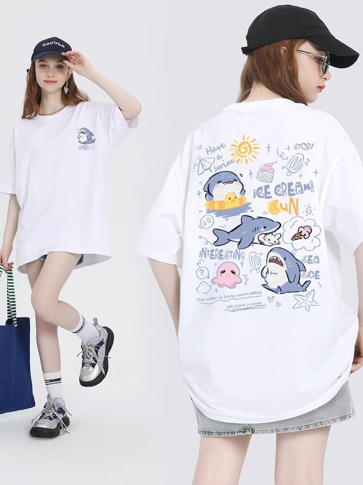 売り切れ必至 4色選択 ポップなプリントが夏に映えるプリント 半袖Tシャツ＜S-9327＞