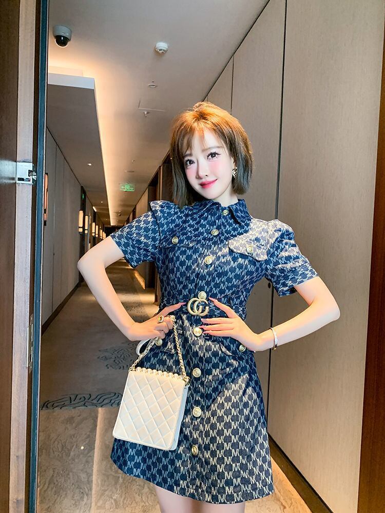 超人気 好感度UP 美人度アップ 上質 ファッション デニム ワンピース<S-8960>