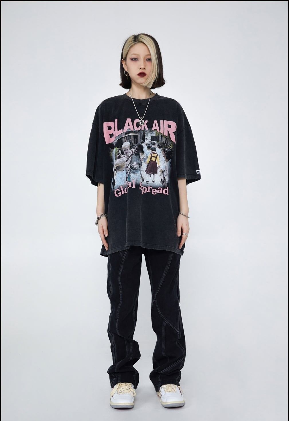 見逃し厳禁 ファッション ストリート系 ヴィンテージ加工 プリントTシャツ ＜S-2893＞
