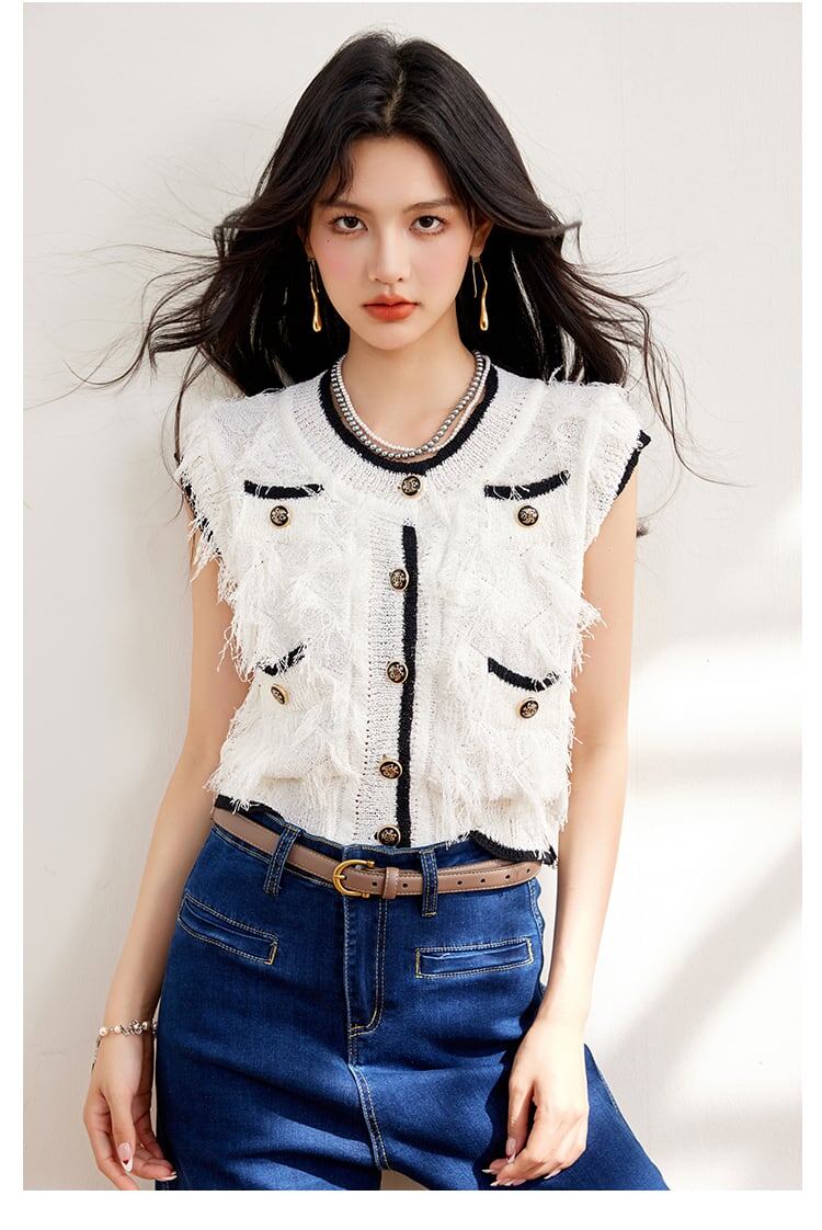 美人度アップ ファッション 上品 フリンジ ブラウス＜S-8325＞