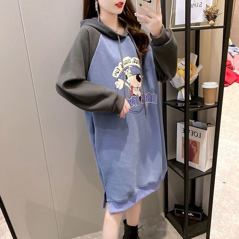 大人気厚手フード付きロングパーカー全3色＜S-4474＞