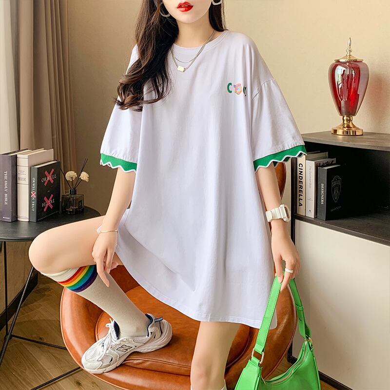 【半額！期間限定！！】デザインセンスニッチなミドル丈半袖Tシャツ新スタイル<S-3007>