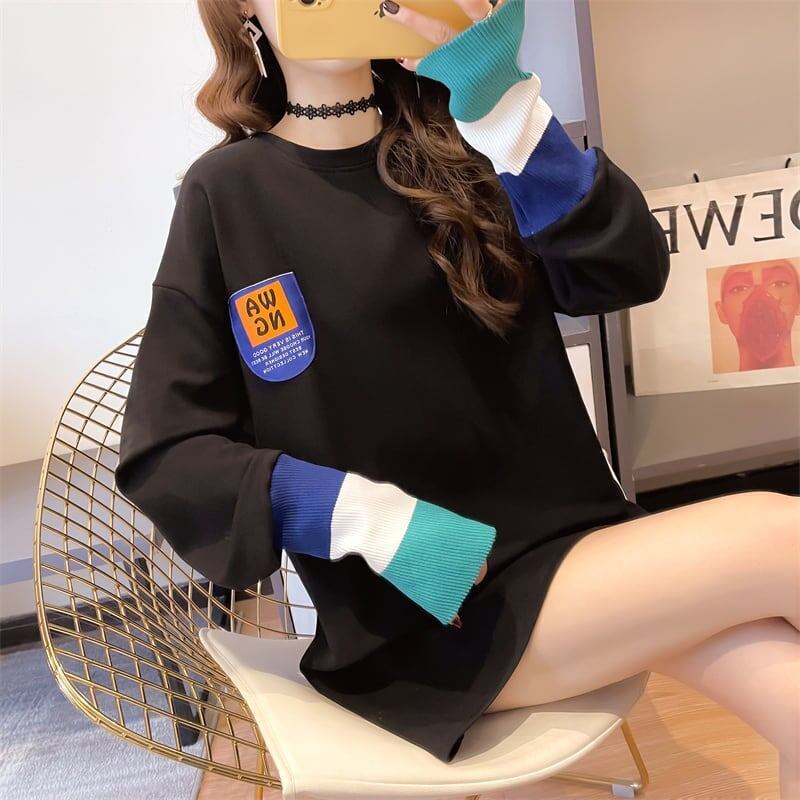 美人度アップ 切り替え ファッション プリント Tシャツ カットソー＜S-3668＞