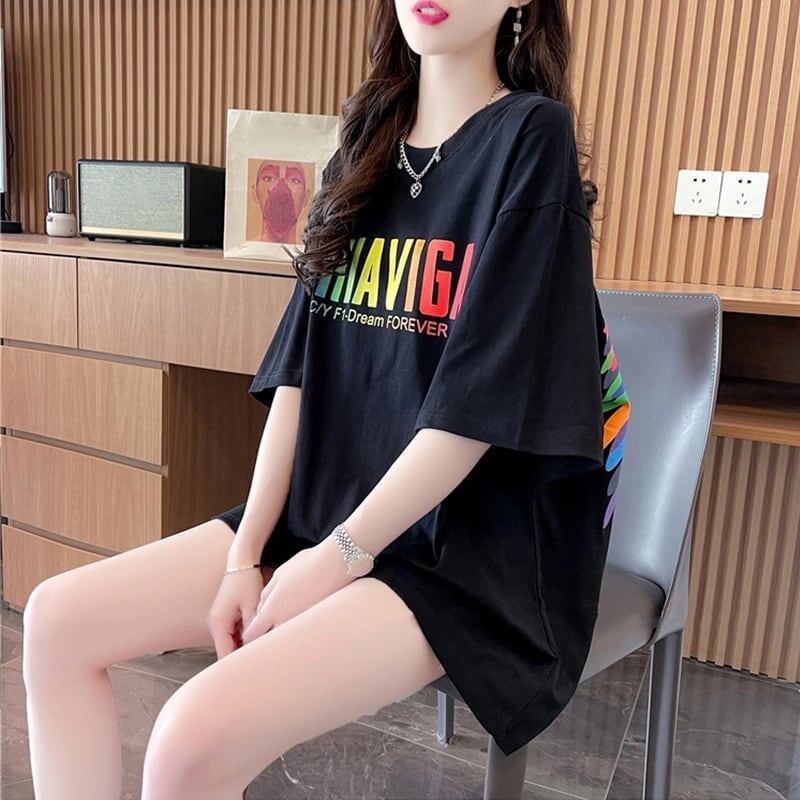 スタイリッシュ ラウンドネック 一目惚れ アルファベット Tシャツ カットソー＜S-2888＞