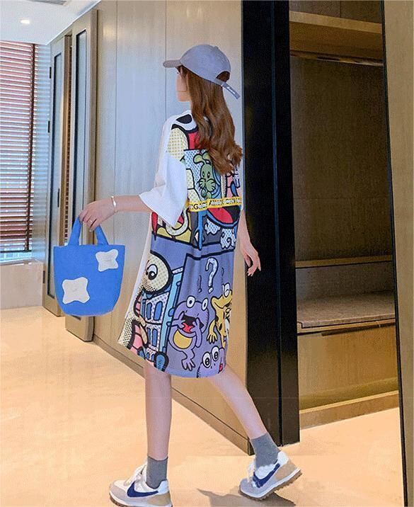 大人気ロング丈Tシャツワンピース  2色 ＜S-1160＞