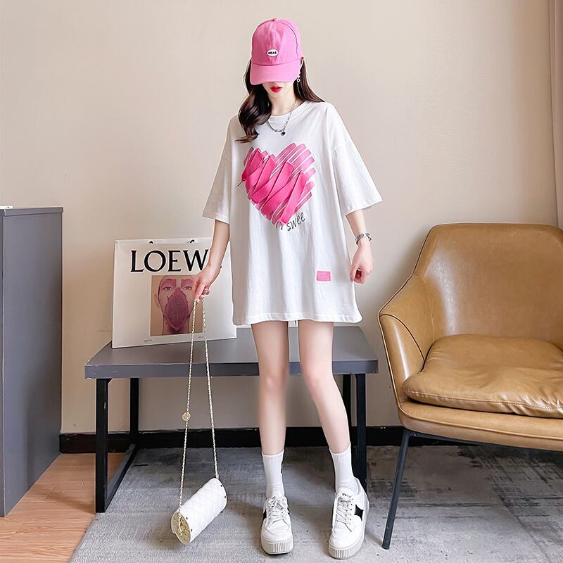 柔らかくて優しい印象 ゆったり ファッション感満々 ロング丈 3色半袖Tシャツ＜S-9206＞