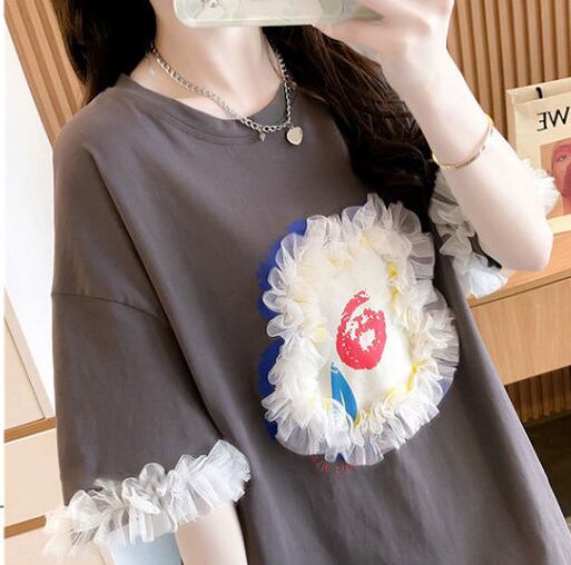 新作 好感度満載 個性的なデザイン ラウンドネック Tシャツ カットソー＜S-8405＞