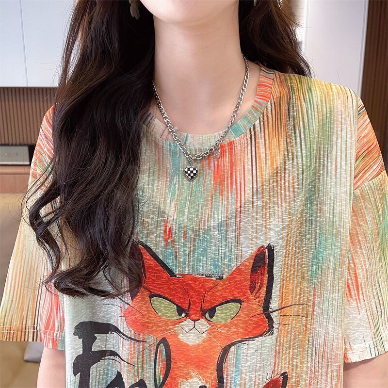 大活躍 絞り染め 特別デザイン プリント 2色選択 半袖Tシャツ＜S-8574＞