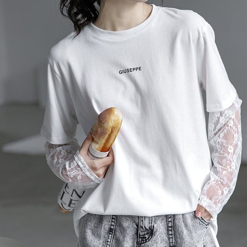 清純甘くて女子力UP 切り替え 美感いっぱい Tシャツ カットソー＜S-3020＞