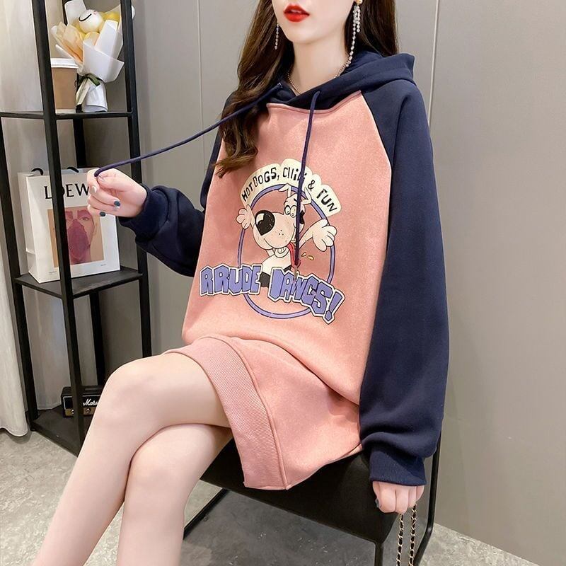 大人気厚手フード付きロングパーカー全3色＜S-4474＞