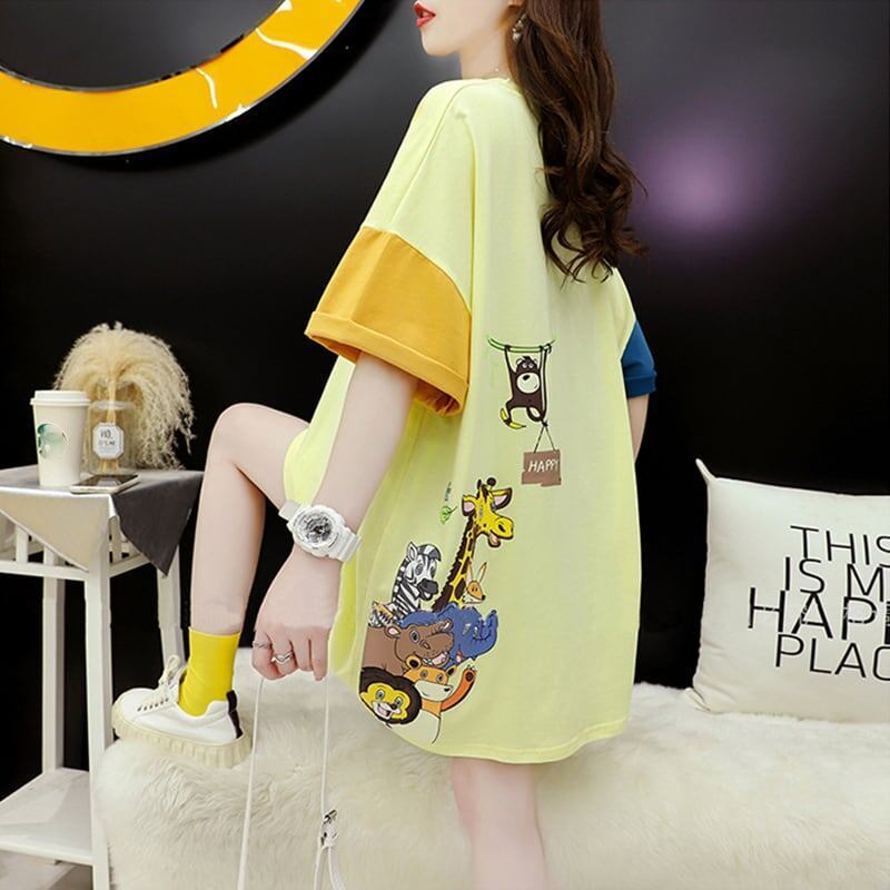 話題沸騰中 配色 オシャレ ゆったり 体型カバー 着?せ 半袖 Tシャツ ＜S-1969＞