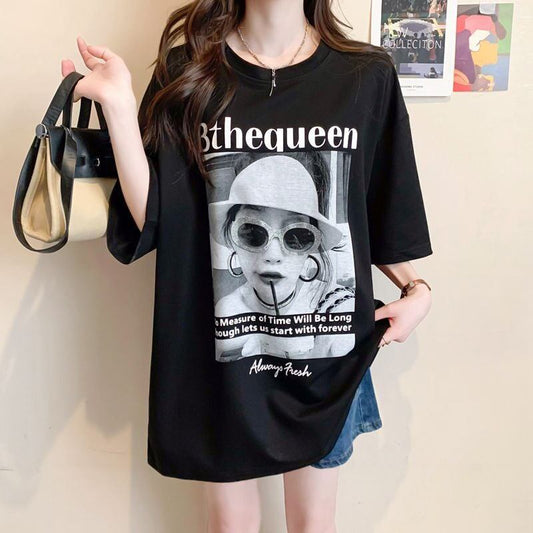 話題沸騰中 レース アバンギャルド 切り替え ホットダイヤモンド 3色選択 半袖Tシャツ＜S-8547＞