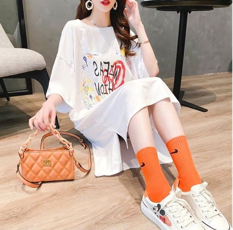 好感度UP ゆったりロング丈 カジュアル 切り替え 三色 半袖Tシャツ＜S-8166＞