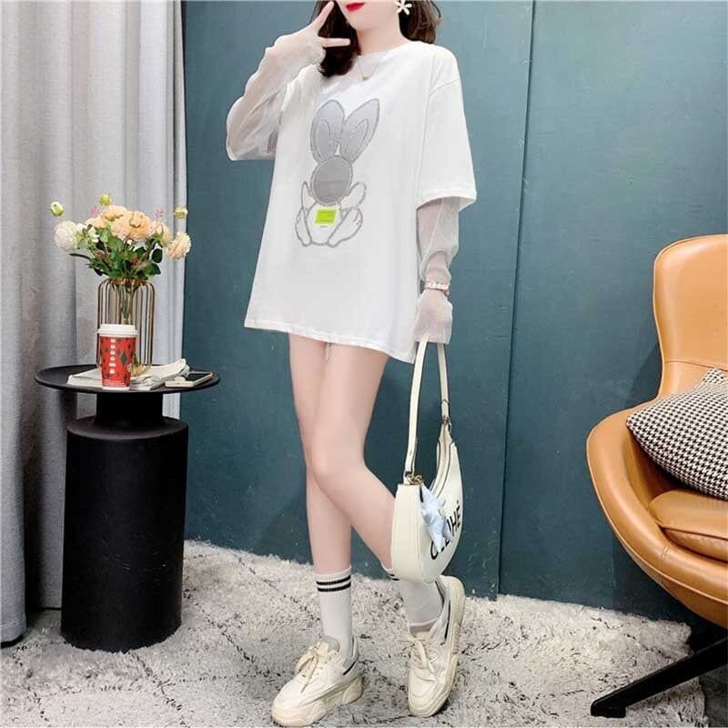 個性的なデザイン カートゥーンプリント 女性力を高める Tシャツ カットソー＜S-2995＞