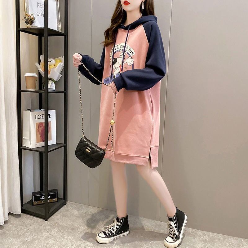 大人気厚手フード付きロングパーカー全3色＜S-4474＞