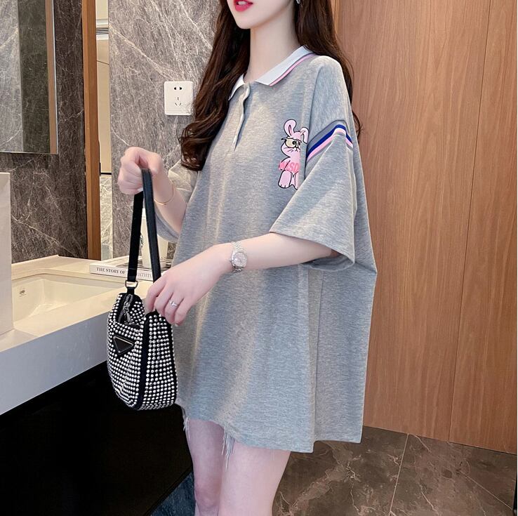 超人気 カジュアル 着回し力抜群 切り替え レース プリント全2色 半袖Tシャツ<S-9039>