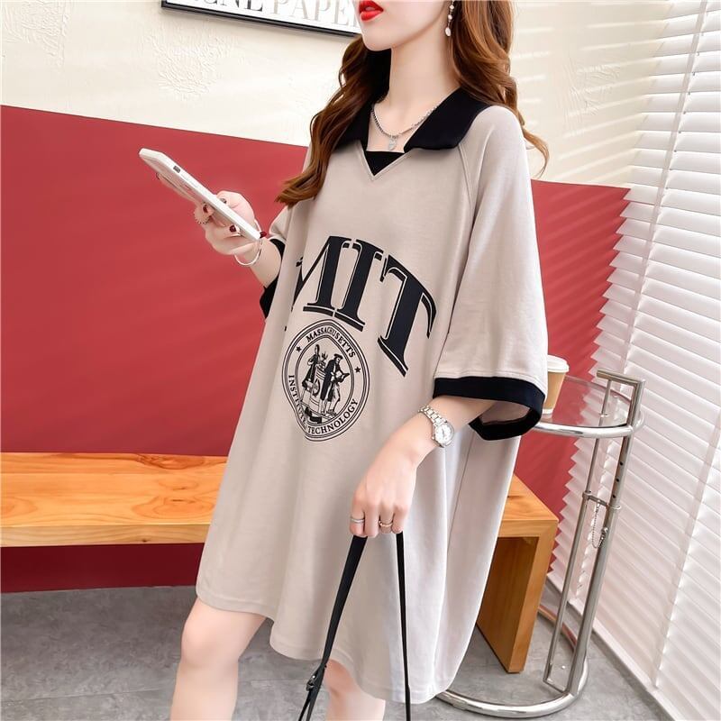 美人度アップ 切り替え ファッション プリント Tシャツ カットソー＜S-3587＞
