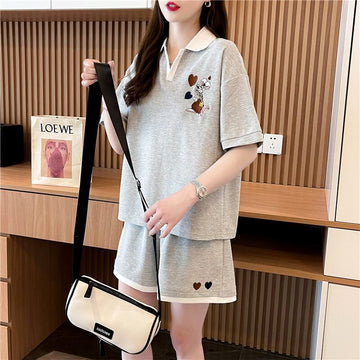 定番シンプル 切り替え カジュアル 半袖Ｔシャツⅹパンツセット全3色 <S-8267>