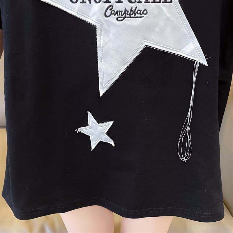 新作  おしゃれな星柄Tシャツ ゆったり半袖＜S-2825＞