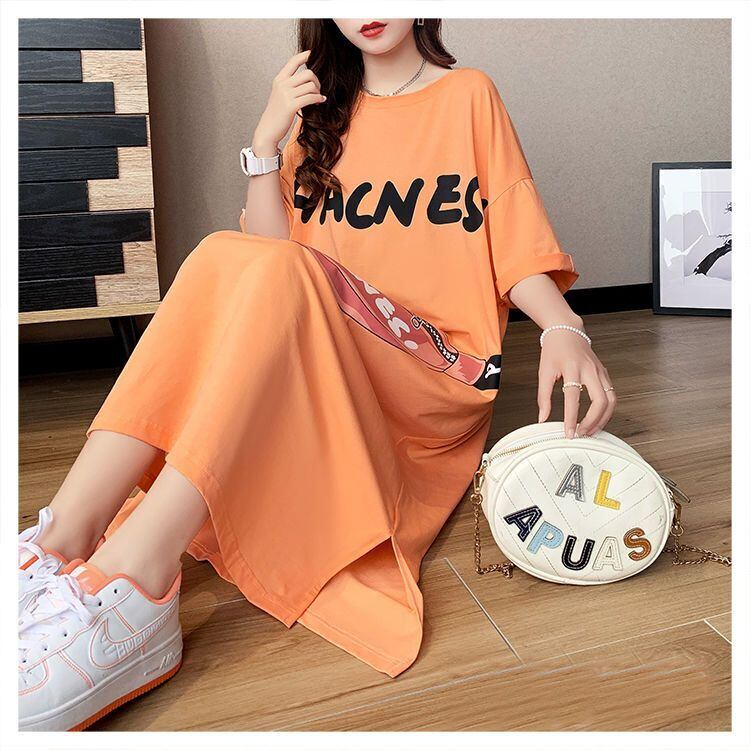 スタイリッシュ プリント カジュアル Tシャツ カットソー ワンピース＜S-8285＞