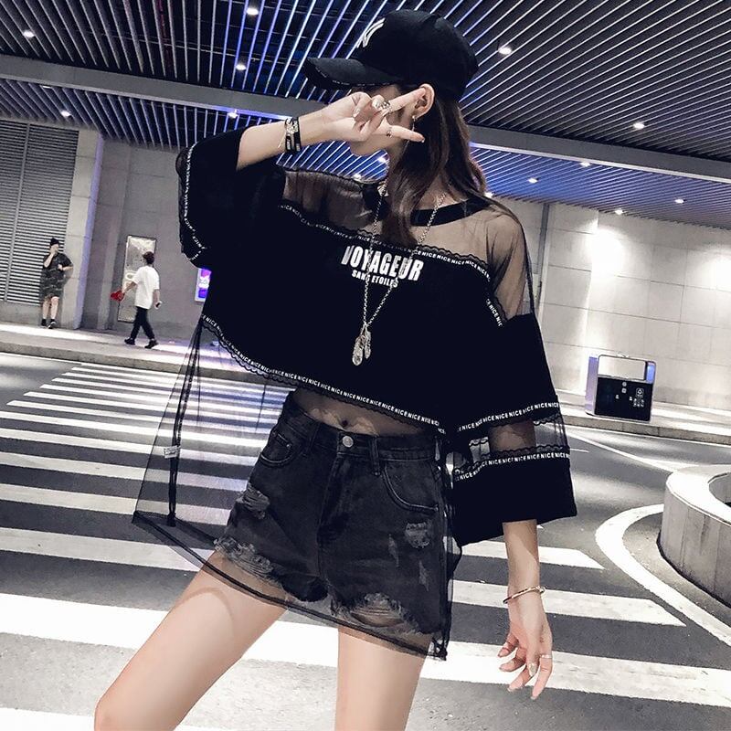 話題沸騰中 レイヤード風 アバンギャルド プリントTシャツ ゆったり半袖＜S-8102＞