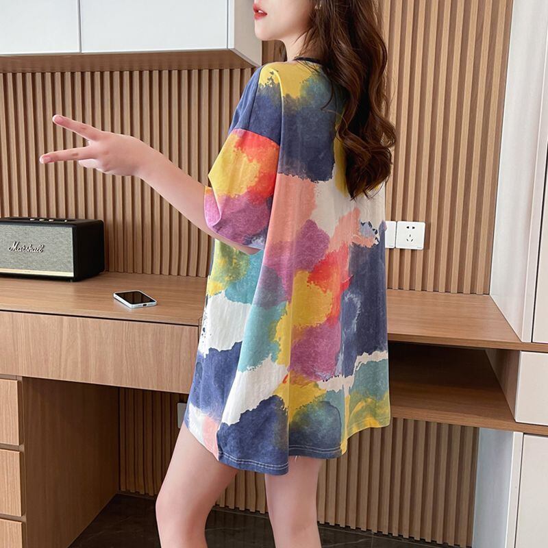 売り切れ必至 絞り染め ファッション プリント 半袖 Tシャツ＜S-8412＞