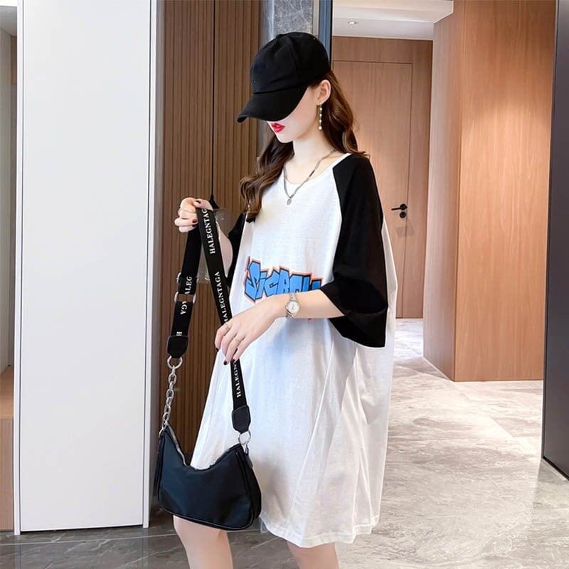 好感度満載 切り替え 美感いっぱい プリント Tシャツ カットソー＜S-3621＞