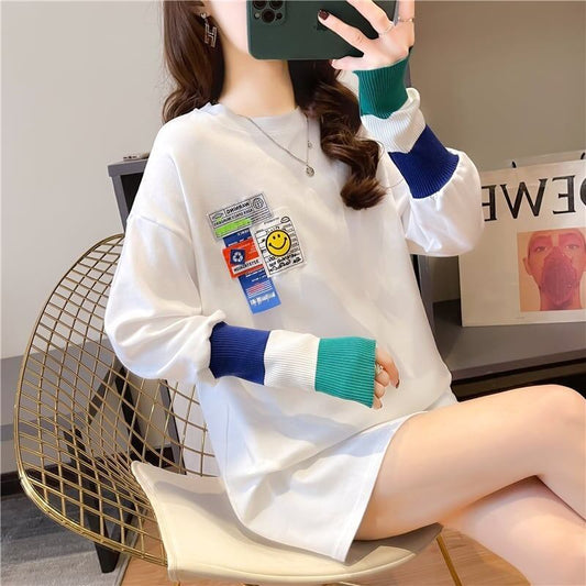 個性的なデザイン 切り替え 好感度満載 プリント Tシャツ カットソー＜S-3665＞