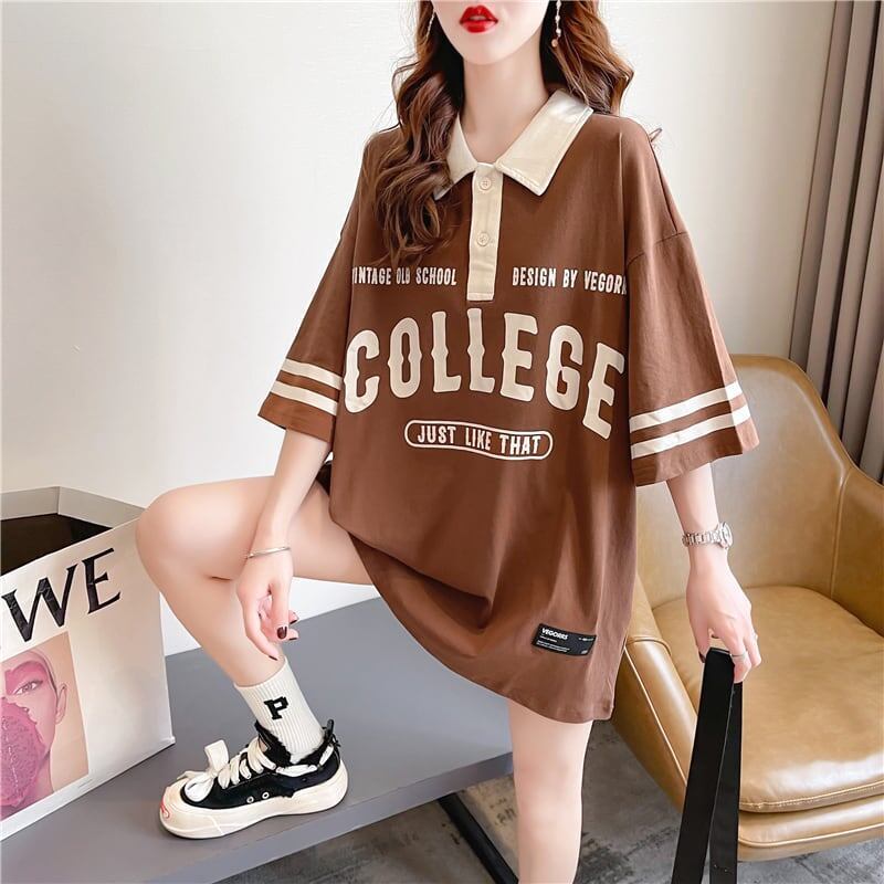 デザイン感 切り替え チャーミング プリント Tシャツ カットソー＜S-3623＞