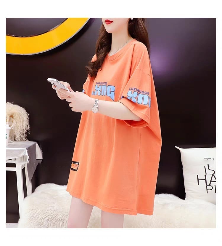 質感のいい アルファベット 熊柄 ドロップショルダー オーバーサイズ Tシャツ ＜S-2878＞