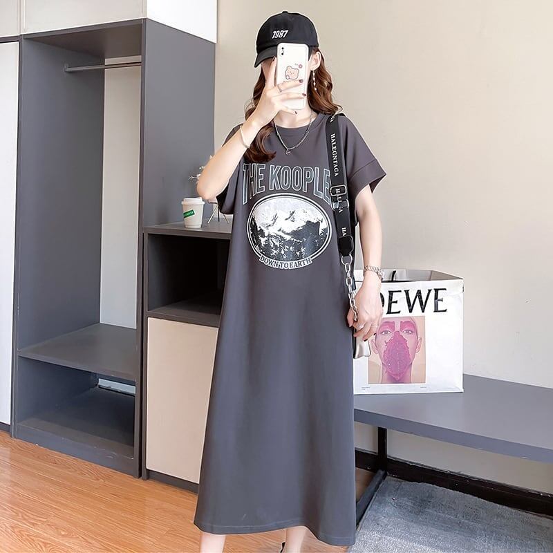 好感度満載 プリント 美感いっぱい Tシャツ カットソー ワンピース＜S-3599＞