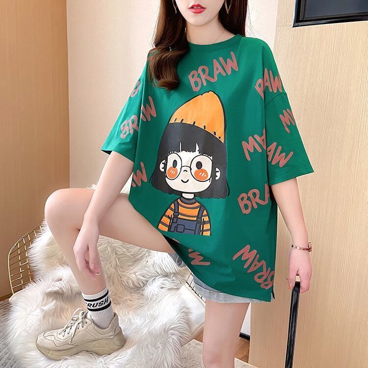 新商品 ラウンドネック 好感度満載 プリント Tシャツ カットソー＜S-8477＞