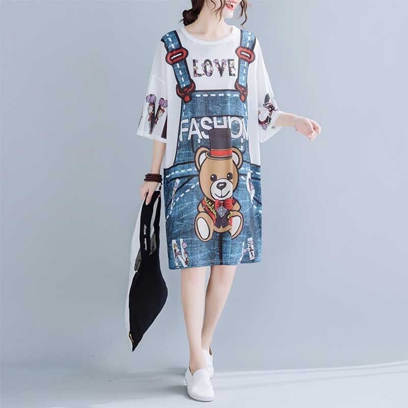 旅行Ｔシャツ 夏 レディース 膝丈 プリント 大きいサイズ ゆったりさらっと涼しい <S-656>
