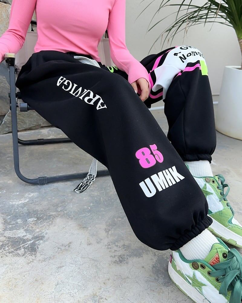 【裏起毛】見逃し厳禁 ファッション 個性派 スポーツパンツ<S-5846>