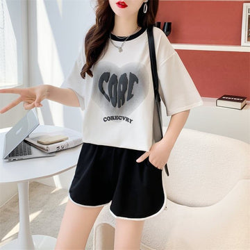 スタイリッシュ 切り替え 一目惚れ Tシャツ＋ショートパンツ セットアップ＜S-3614＞