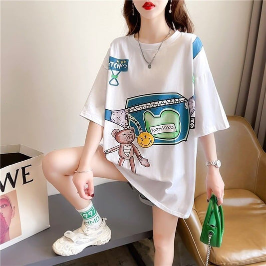 個性的なデザイン 3色選択可 一目惚れ プリント Tシャツ カットソー＜S-3062＞