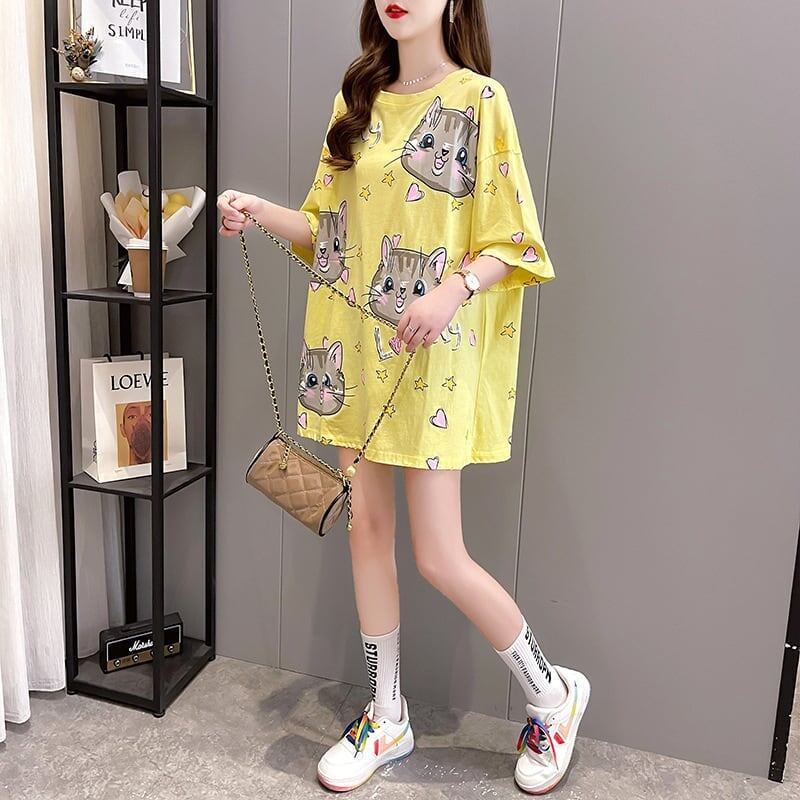 オシャレ度満点 切り替え 一目惚れ プリント Tシャツ カットソー＜S-3482＞