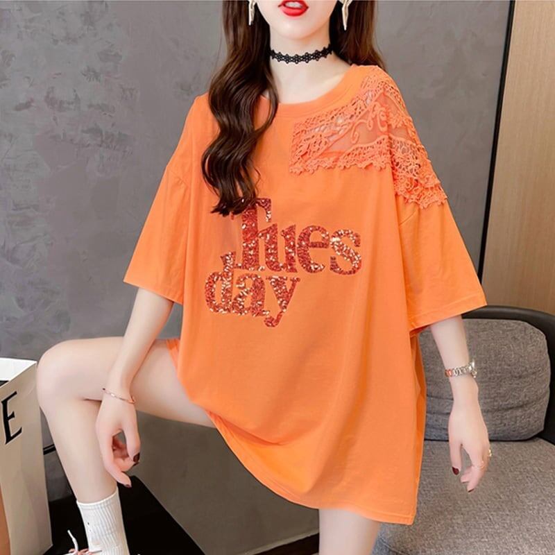 清純甘くて女子力UP ラウンドネック 一目惚れ 3色選択可 Tシャツ カットソー＜S-2950＞
