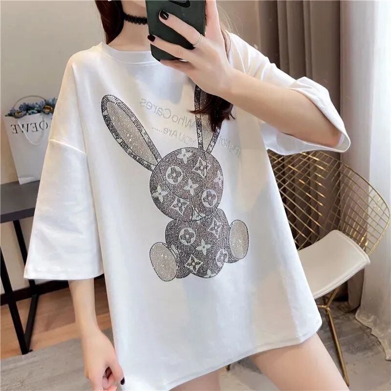新商品 プリント ファッション ゆったり 全4色 半袖 Tシャツ＜S-8706＞