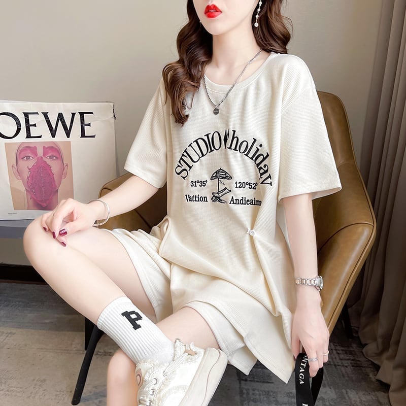 着心地抜群 切り替え 女性力を高める Tシャツ＋ショートパンツ セットアップ＜S-3612＞