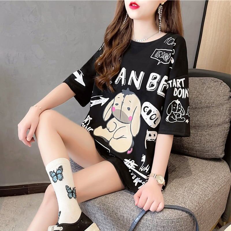 【新商品】大注目 ビッグロゴ プリント ゆったりトップス 半袖Tシャツ 全3色＜S-4933＞
