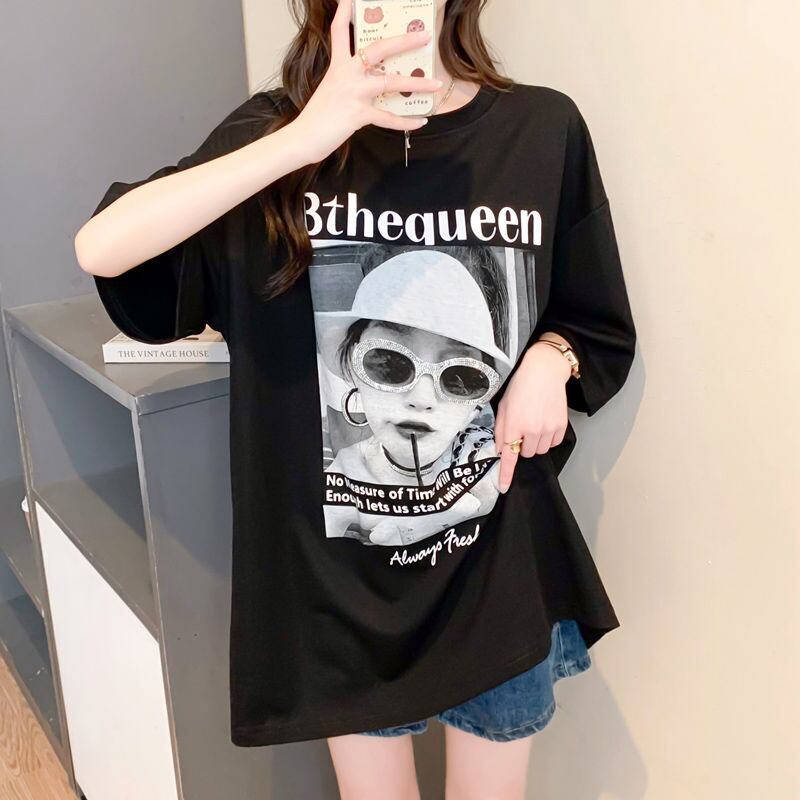 話題沸騰中 レース アバンギャルド 切り替え ホットダイヤモンド 3色選択 半袖Tシャツ＜S-8547＞