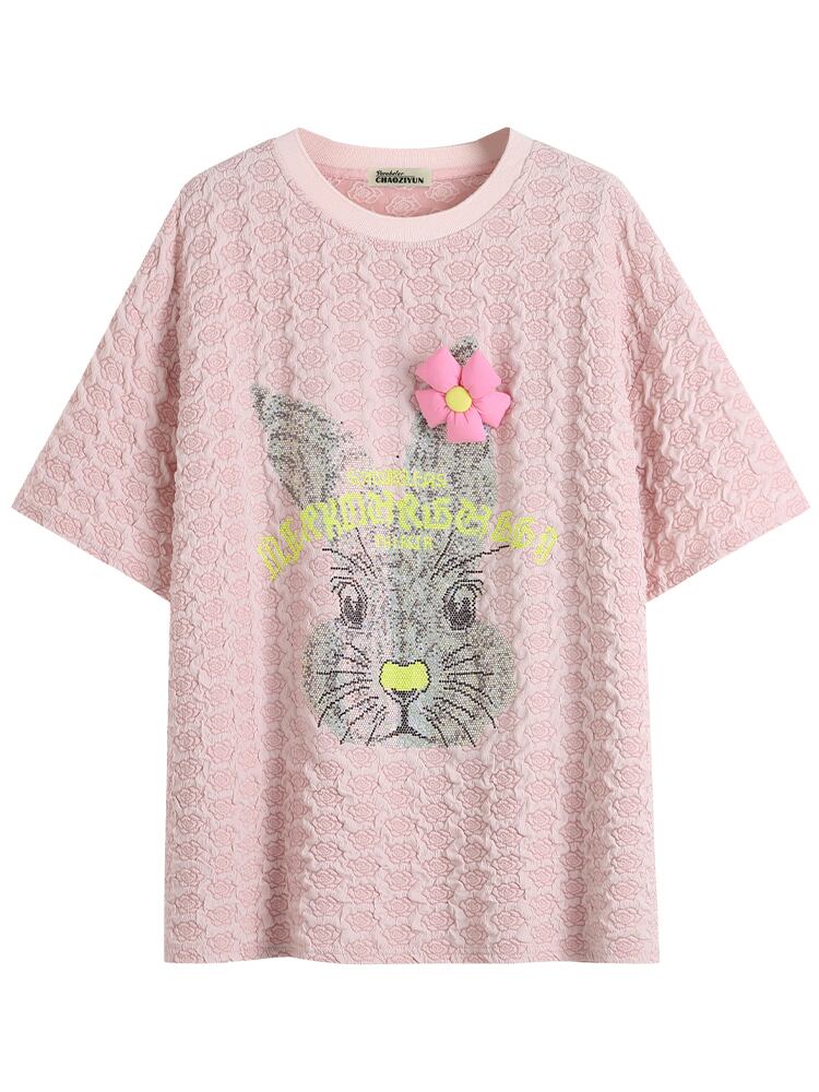 話題沸騰中 キュート カジュアル ホットダイヤモンド 半袖Tシャツ＜S-8626＞