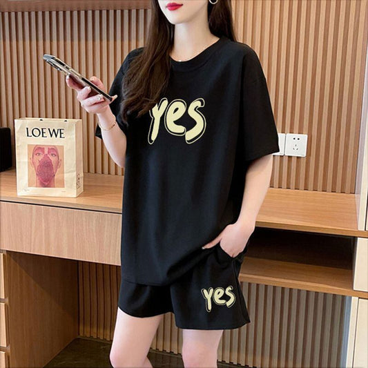 主役級 カジュアル シンプル 半袖Ｔシャツⅹパンツセット全2色<S-11662>